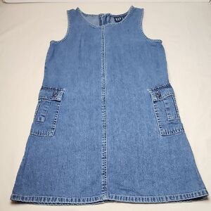 GAP Kids Blue Denim Dress with Pockets Sleeveless Jumper 100% Cotton